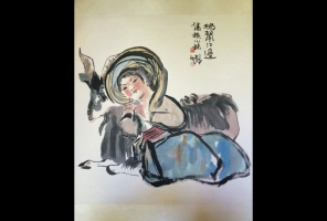 国画《傣族小妹》