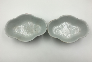 粉彩人物纹果盘一对